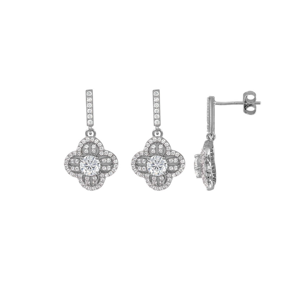 Boucles d'oreilles argent 925/1000 rhodié et Oxydes de Zirconium