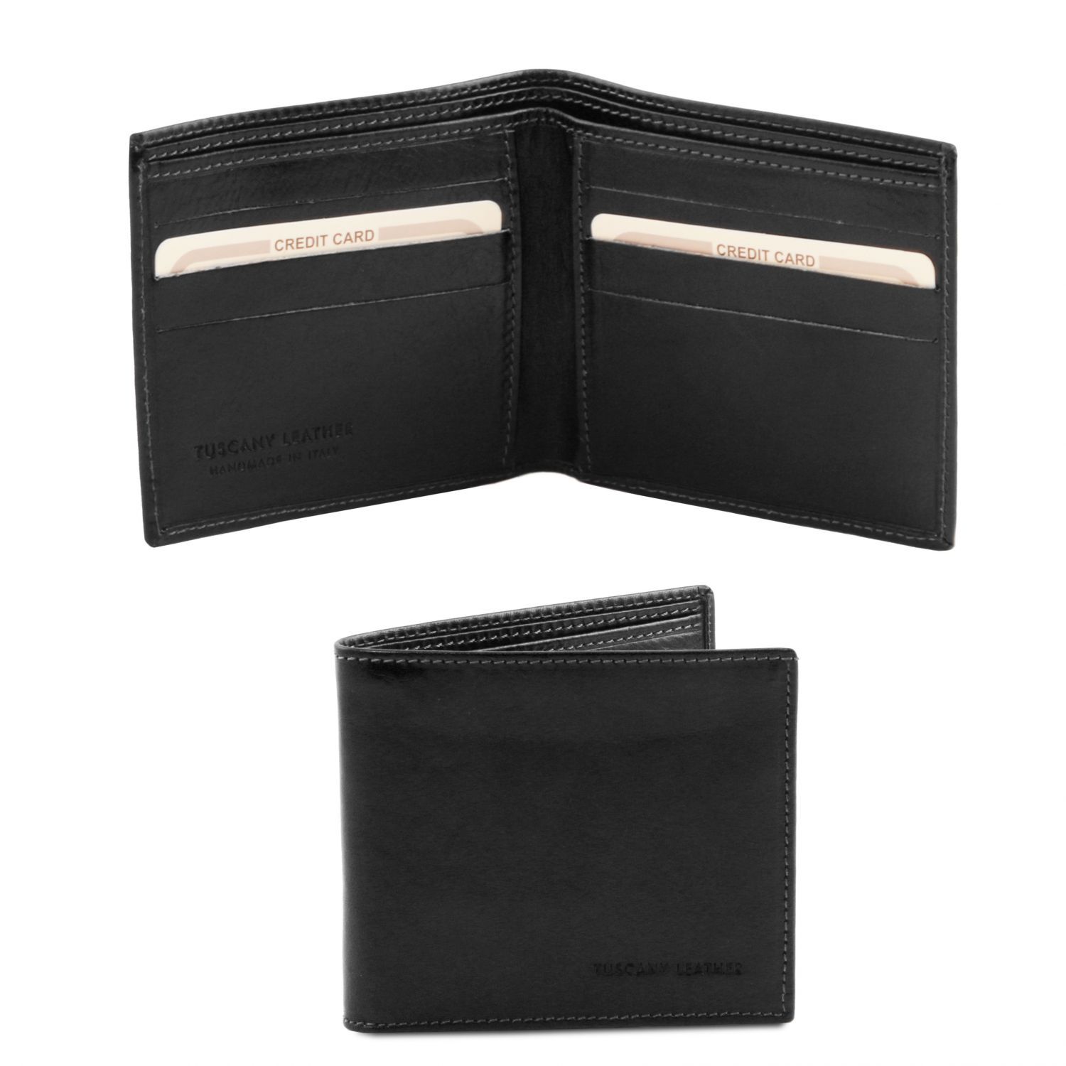 Elégant portefeuille en cuir pour homme 2 volets - Noir (TL140797)